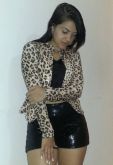 Cardigan com strass estampa onça